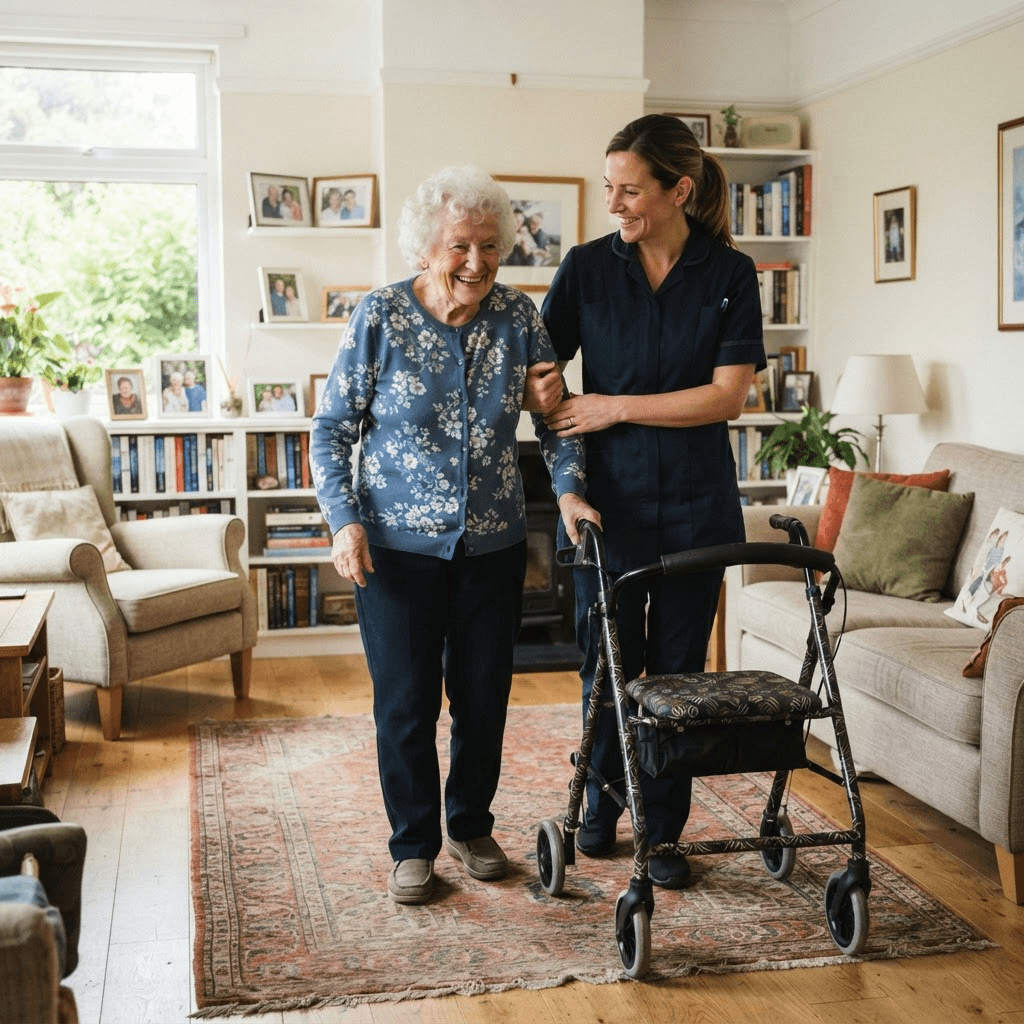 Caregiver providing senior care assistance